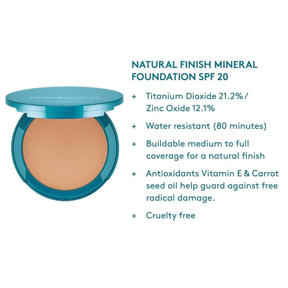 Colorescience Natural Finish Pressed Foundation SPF20 Medium Bisque New - Picture 5 of 6